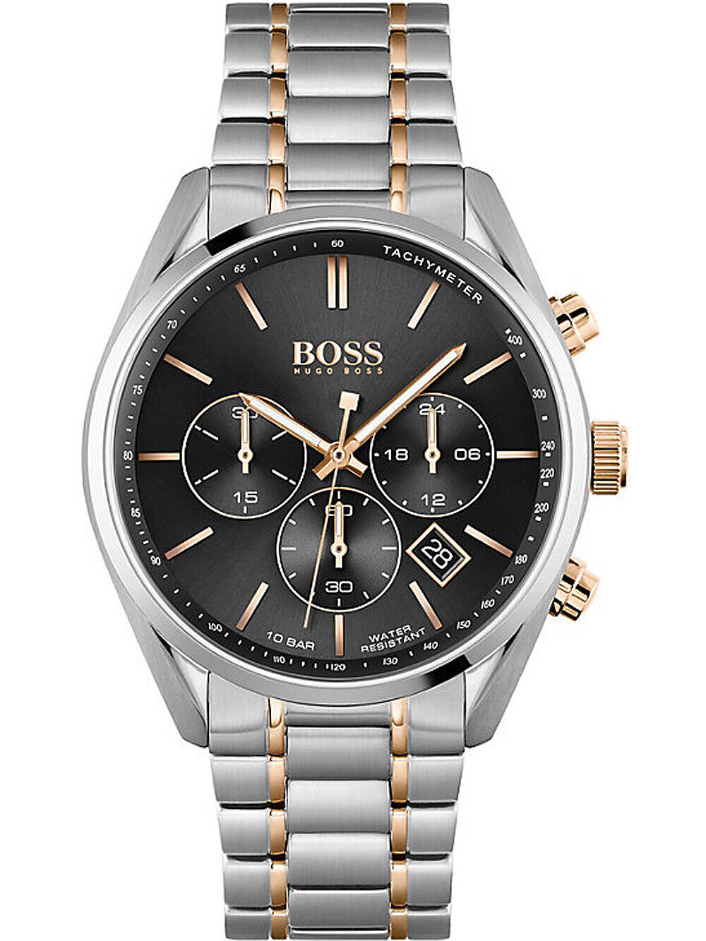 Buy Hugo Boss Mens Chronograph Champion Silver Stainless Steel Black Dial 44mm Watch - 1513819 in Pakistan