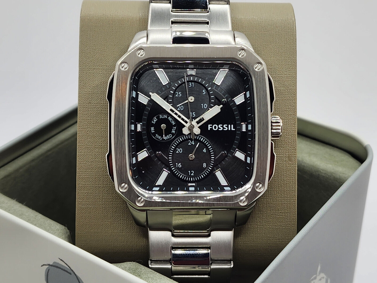 Buy Men's Quartz Inscription Silver Stainless Steel Strap Black Dial 42Mm Watch in Pakistan