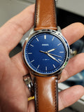 Buy Men's Quartz The Minimalist Brown Leather Strap Blue Dial 44Mm Watch in Pakistan