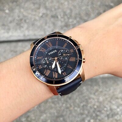 Buy Fossil Men's Chronograph Quartz Blue Leather Strap Blue Dial 43mm Watch FS5237 in Pakistan