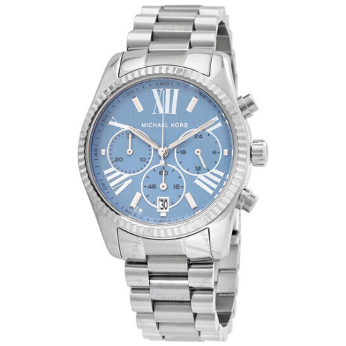 Buy Michael Kors Womens Quartz Lexington Silver Stainless Steel Blue Dial 38mm Watch - Mk7215 in Pakistan