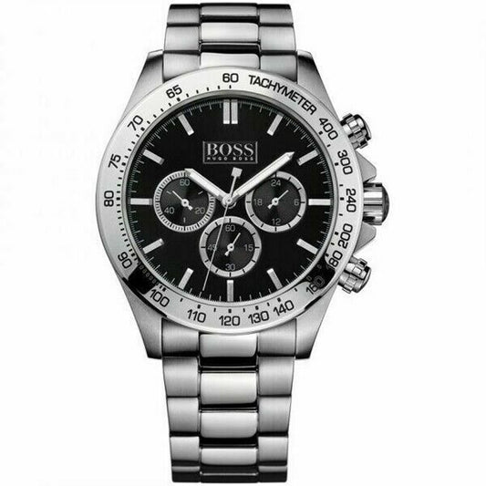 Buy Hugo Boss Mens Chronograph Quartz Stainless Steel Black Dial 46mm Watch - 1512965 in Pakistan