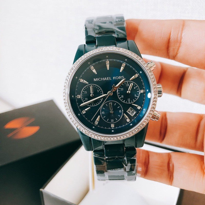 Buy Michael Kors Womens Quartz Blue Stainless Steel Blue Dial 37mm Watch - Mk6722 in Pakistan