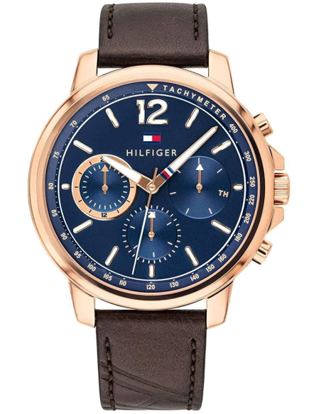 Buy Tommy Hilfiger Quartz Brown Leather Strap Blue Dial 46mm Watch for Men - 1791532 in Pakistan