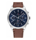 Buy Tommy Hilfiger Mens Quartz Brown Leather Strap Blue Dial 44mm Watch - 1791741 in Pakistan