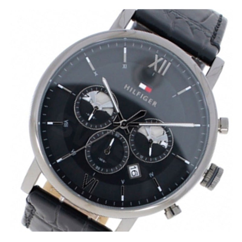 Buy Tommy Hilfiger Mens Quartz Leather Strap Black Dial 44mm Watch - 1710395 in Pakistan