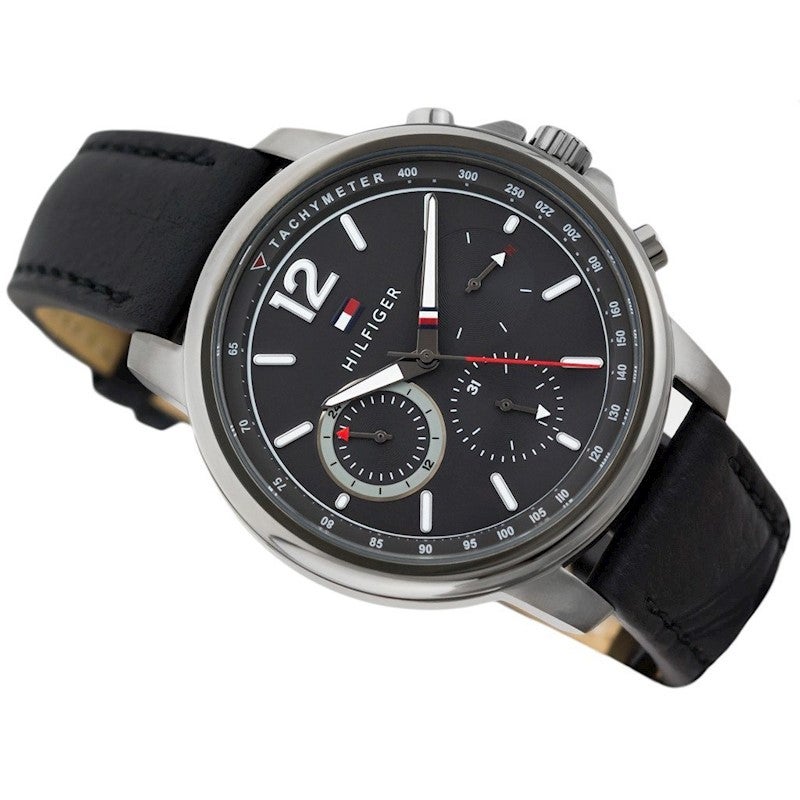 Buy Tommy Hilfiger Quartz Black Leather Strap Grey Dial 46mm Watch for Men - 1791533 in Pakistan