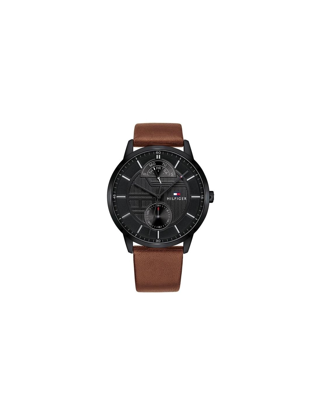Buy Tommy Hilfiger Mens Quartz Leather Strap Black Dial 44mm Watch - 1791604 in Pakistan