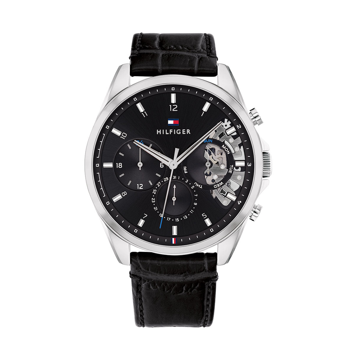 Buy Tommy Hilfiger Mens Quartz Leather Strap Black Dial 44mm Watch - 1710449 in Pakistan