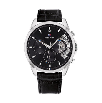 Buy Tommy Hilfiger Mens Quartz Leather Strap Black Dial 44mm Watch - 1710449 in Pakistan