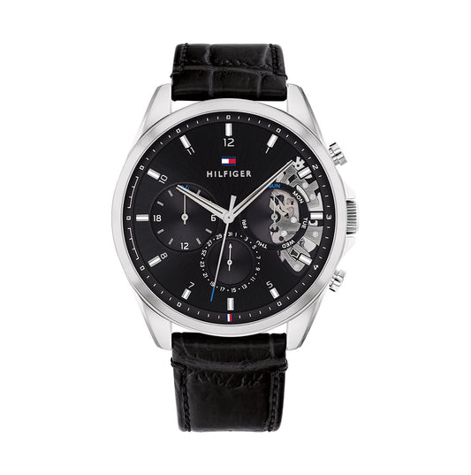 Buy Tommy Hilfiger Mens Quartz Leather Strap Black Dial 44mm Watch - 1710449 in Pakistan