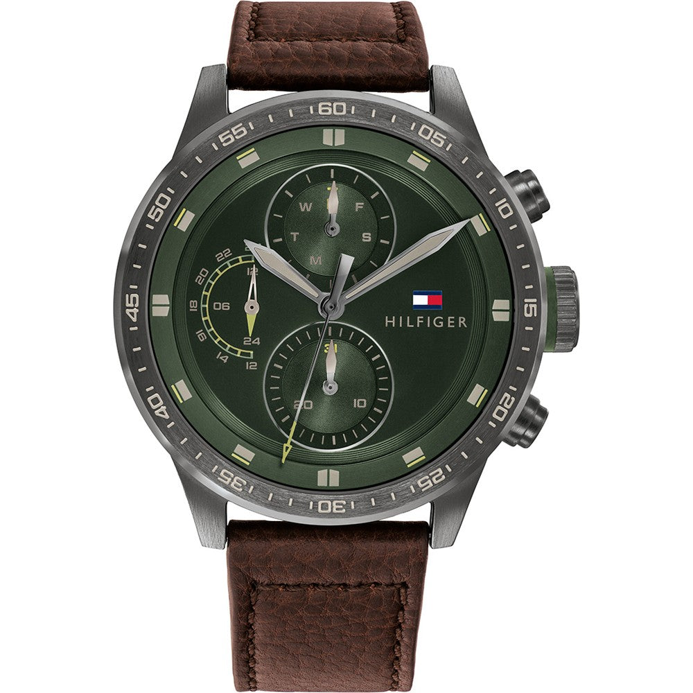 Buy Tommy Hilfiger Mens Quartz Leather Strap Green Dial 46mm Watch - 1791809 in Pakistan