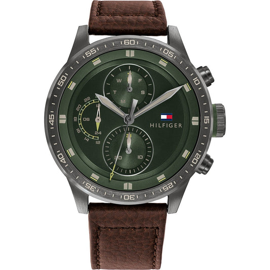 Buy Tommy Hilfiger Mens Quartz Leather Strap Green Dial 46mm Watch - 1791809 in Pakistan