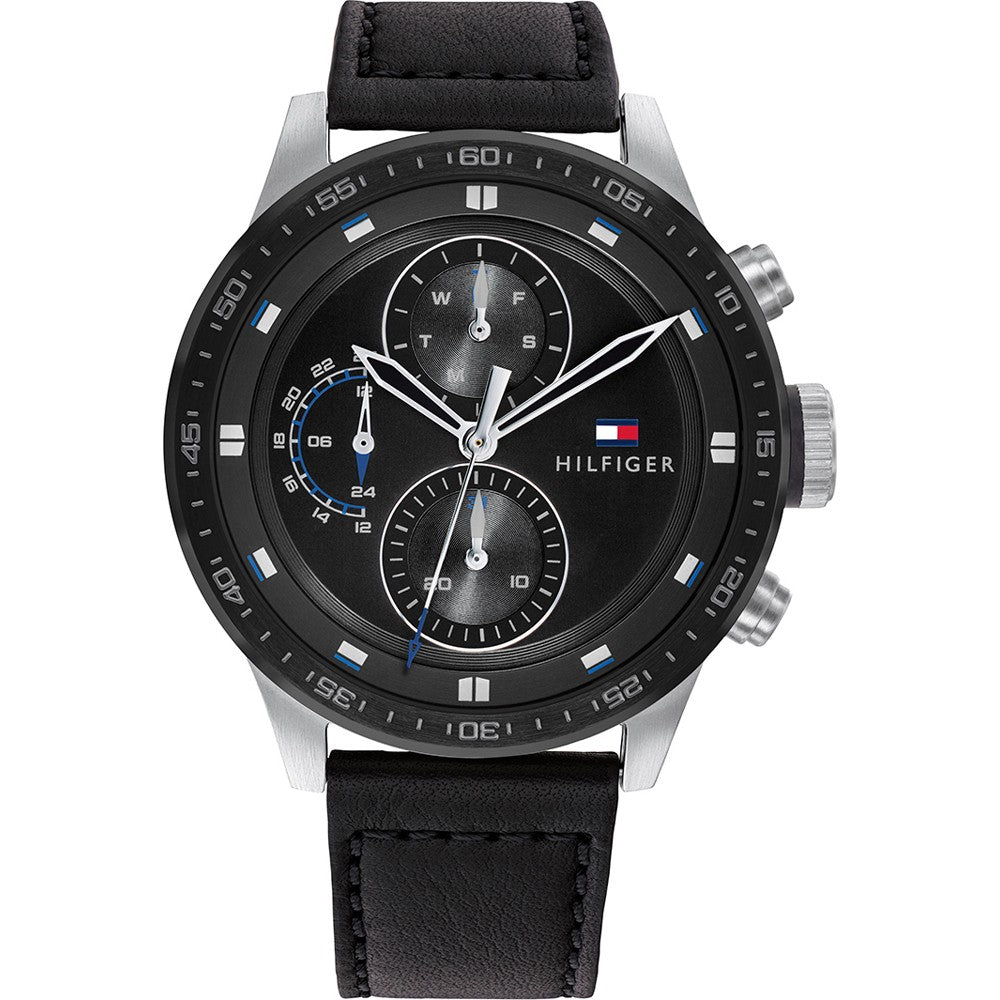 Buy Tommy Hilfiger Mens Quartz Leather Strap Black Dial 46mm Watch - 1791810 in Pakistan