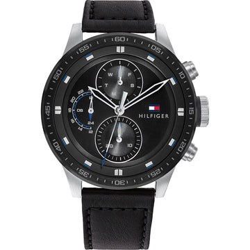 Buy Tommy Hilfiger Mens Quartz Leather Strap Black Dial 46mm Watch - 1791810 in Pakistan