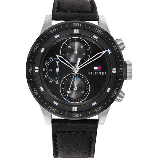 Buy Tommy Hilfiger Mens Quartz Leather Strap Black Dial 46mm Watch - 1791810 in Pakistan