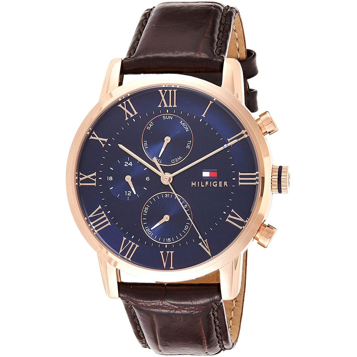 Buy Tommy Hilfiger Quartz Brown Leather Strap Blue Dial 46mm Watch for Men - 1791532 in Pakistan
