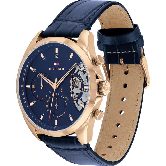 Buy Tommy Hilfiger Mens Quartz Leather Strap Blue Dial 44mm Watch - 1710451 in Pakistan