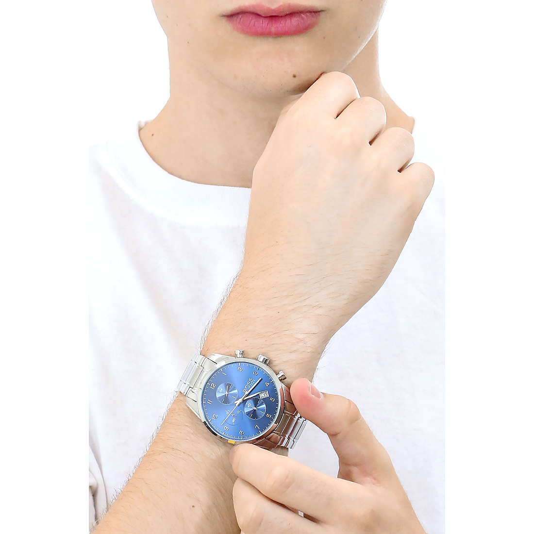 Buy Hugo Boss Mens Quartz Skymaster Chrono Stainless Steel Blue Dial 44mm Watch - 1513784 in Pakistan