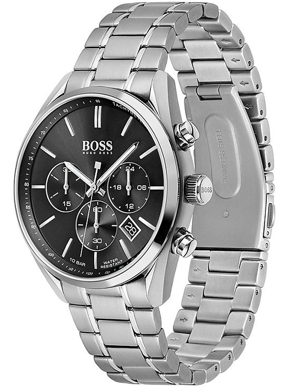Buy Hugo Boss Mens Quartz Champion Silver Stainless Steel Black Dial 44mm Watch - 1513871 in Pakistan