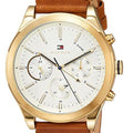 Buy Tommy Hilfiger Mens Quartz Brown Leather Strap Silver Dial 44mm Watch - 1791742 in Pakistan