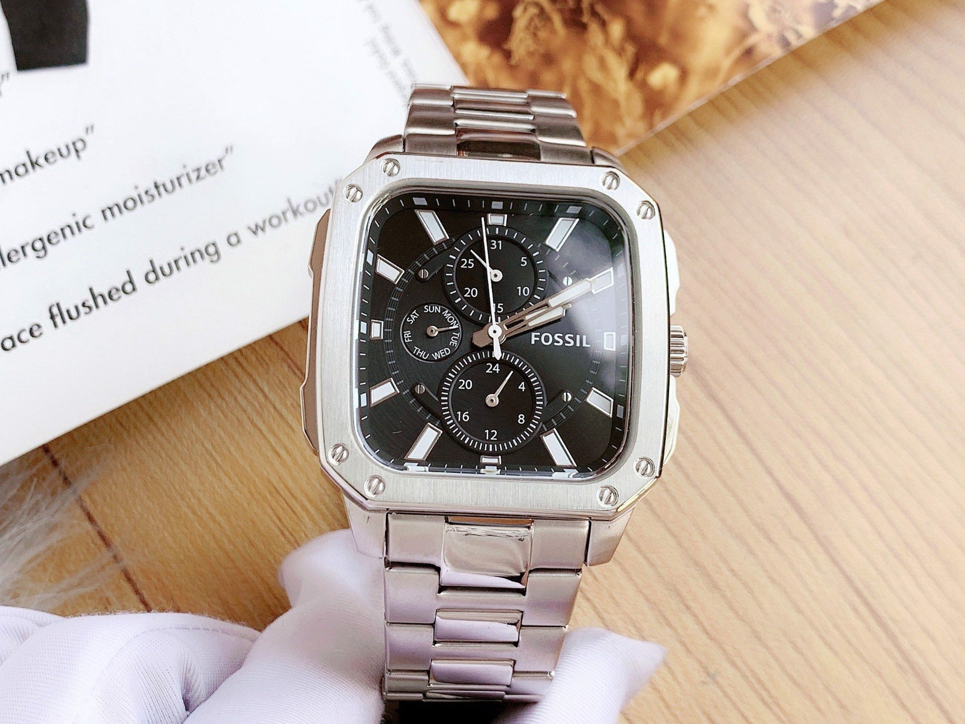Buy Men's Quartz Inscription Silver Stainless Steel Strap Black Dial 42Mm Watch in Pakistan