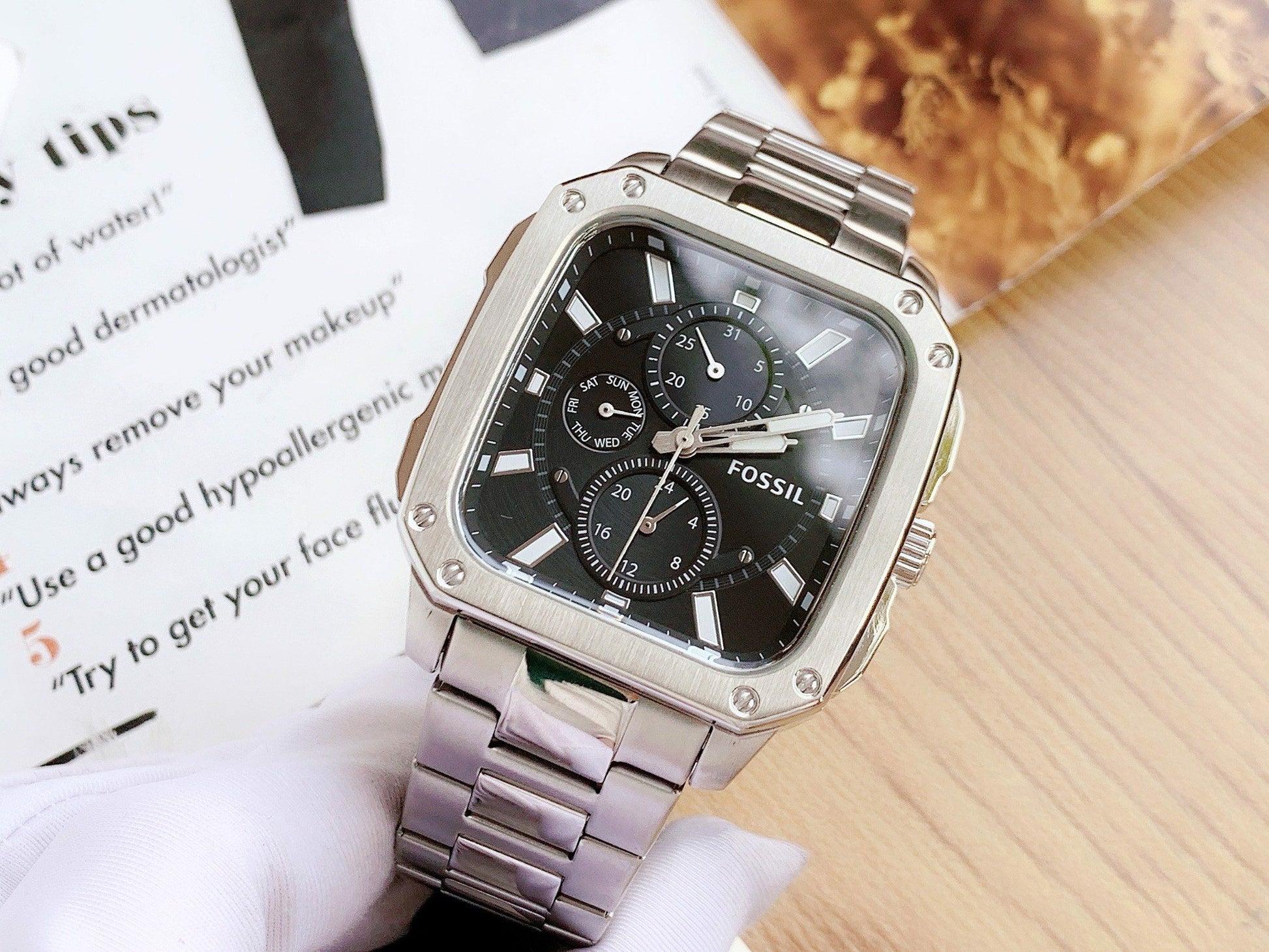 Buy Men's Quartz Inscription Silver Stainless Steel Strap Black Dial 42Mm Watch in Pakistan