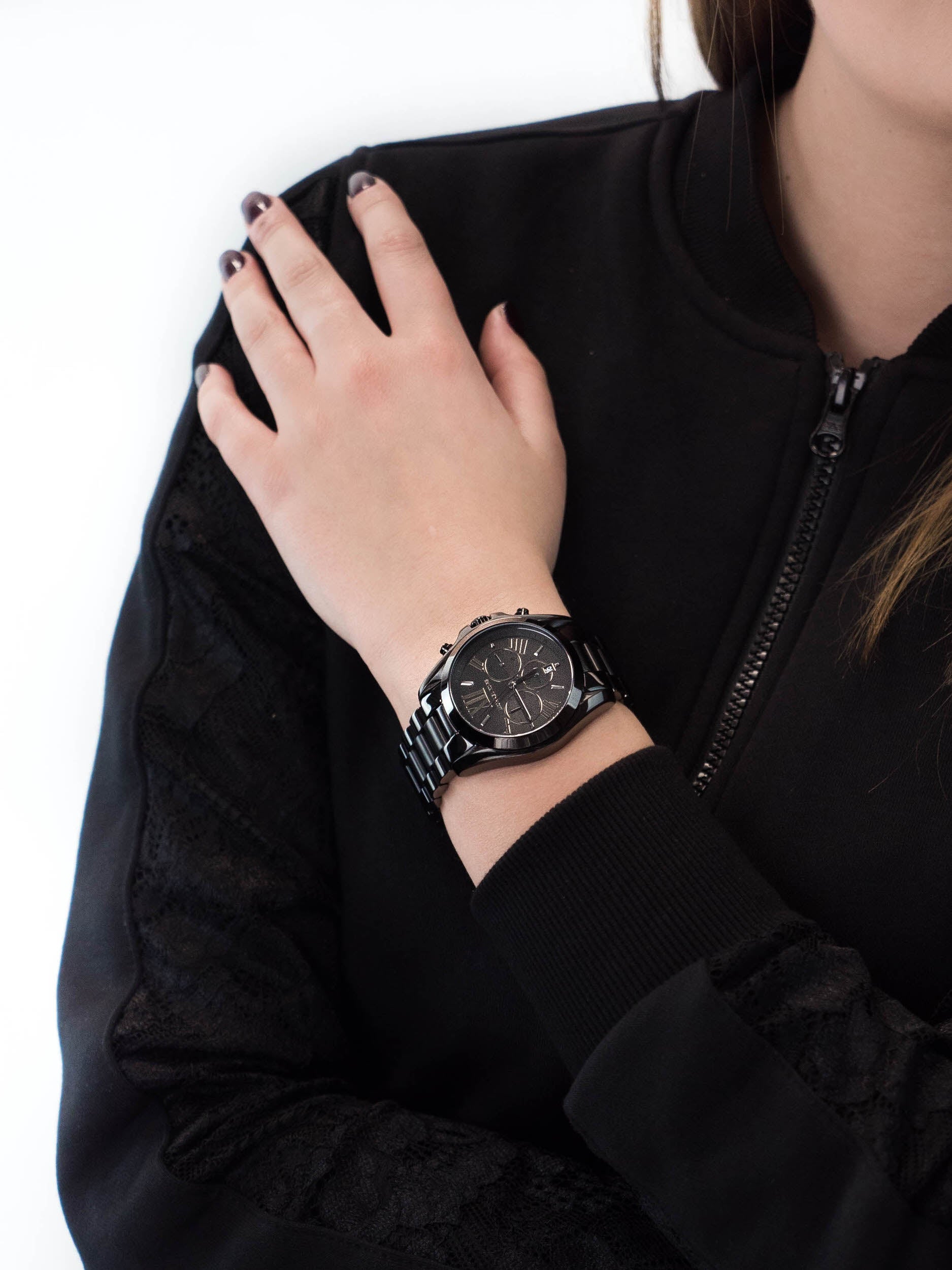 Buy Michael Kors Unisex Chronograph Quartz Bradshaw Black Stainless Steel Black Dial 42mm Watch - Mk5550 in Pakistan