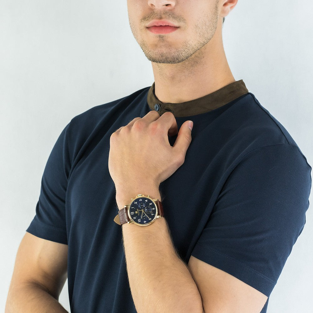 Buy Tommy Hilfiger Mens Quartz Blue Dial Leather Strap 46mm Watch - 1710380 in Pakistan