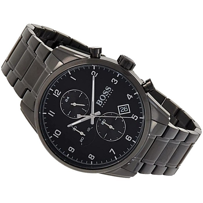 Buy Hugo Boss Mens Quartz Skymaster Chrono Black Stainless Steel Black Dial 44mm Watch - 1513785 in Pakistan