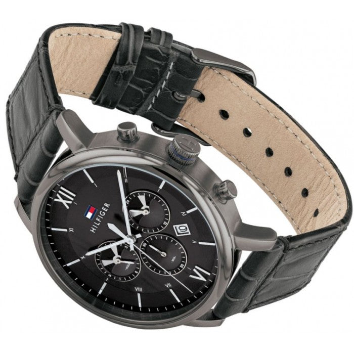 Buy Tommy Hilfiger Mens Quartz Leather Strap Black Dial 44mm Watch - 1710395 in Pakistan