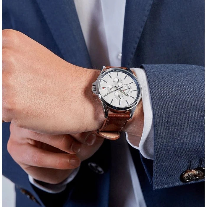 Buy Tommy Hilfiger Quartz Leather Strap White Dial 44mm for Men Watch - 1791614 in Pakistan